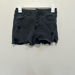 Black Distressed High Rise Shorts